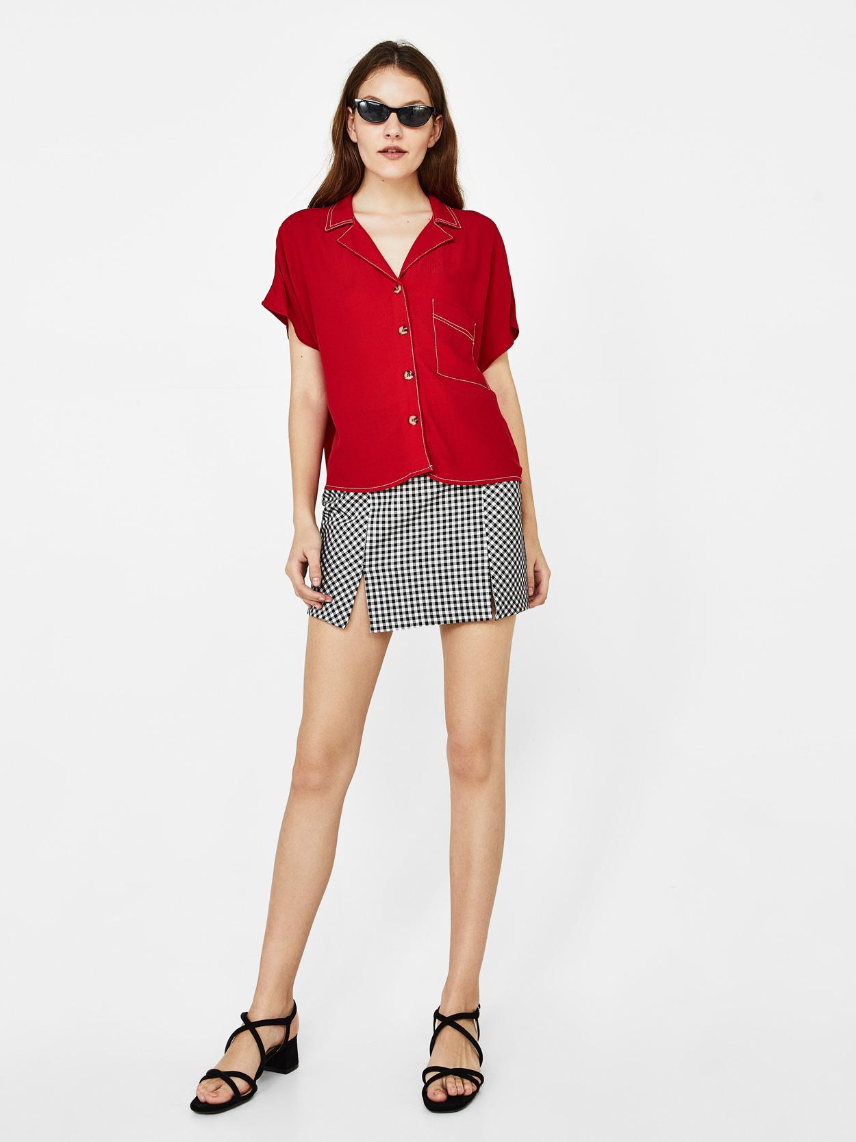 

Рубашка Bershka 5821168600-ACVF M Красная