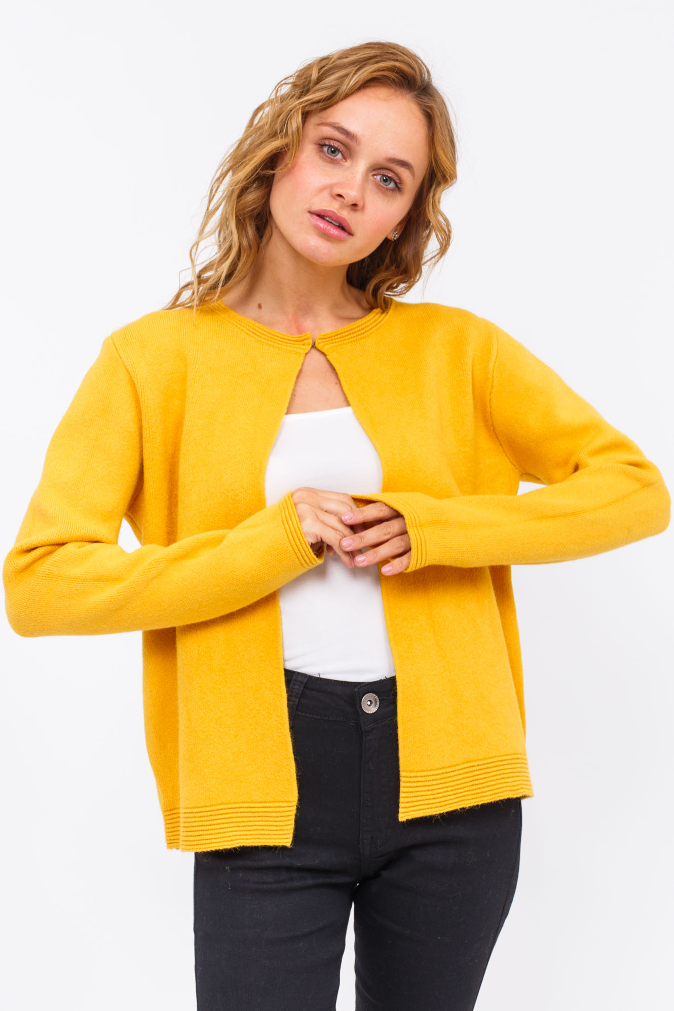 

Стильный короткий кардиган - желтый цвет, XL/XXL