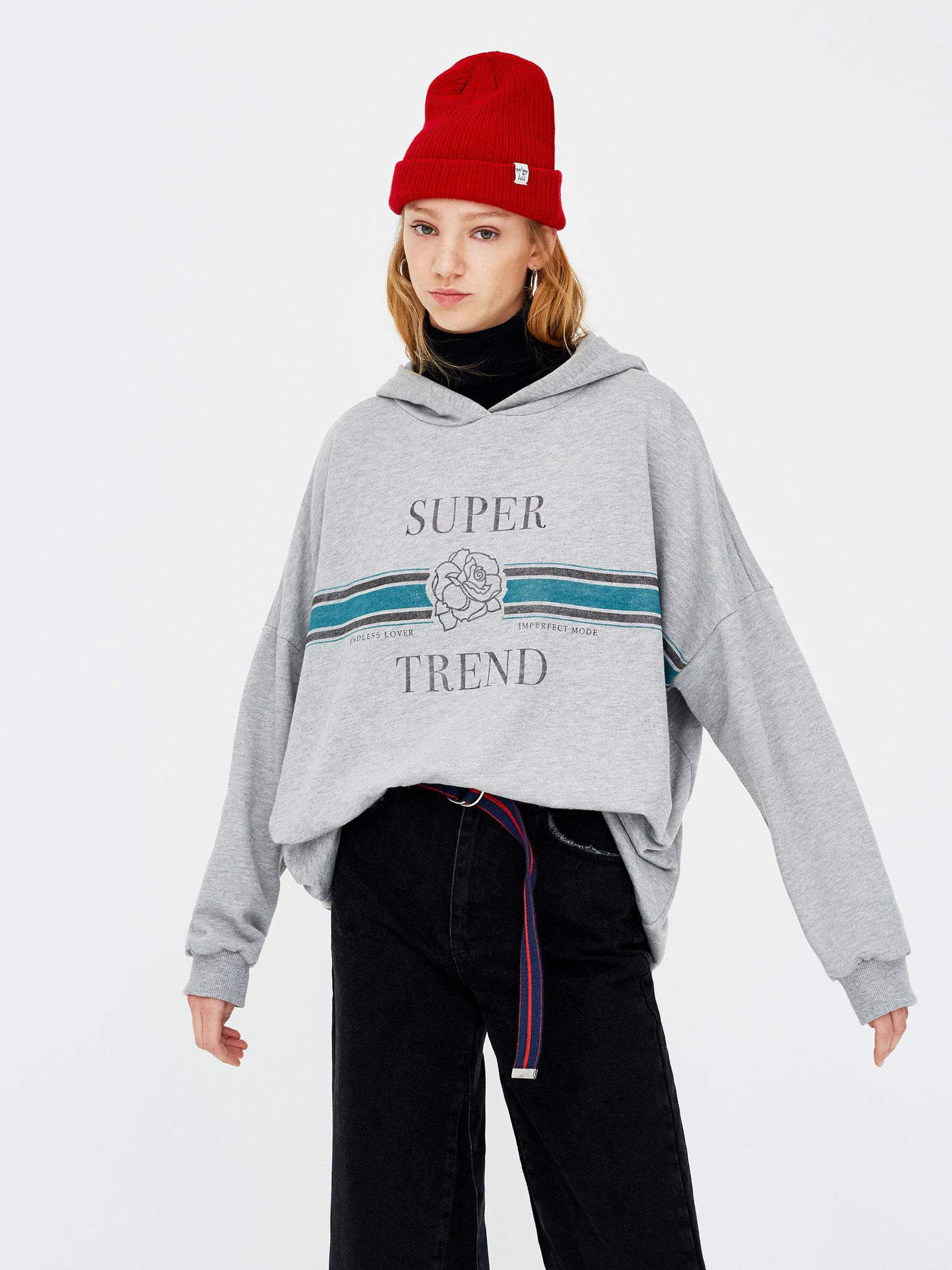

Худи Pull & Bear 5593331803-AAQS S Серое