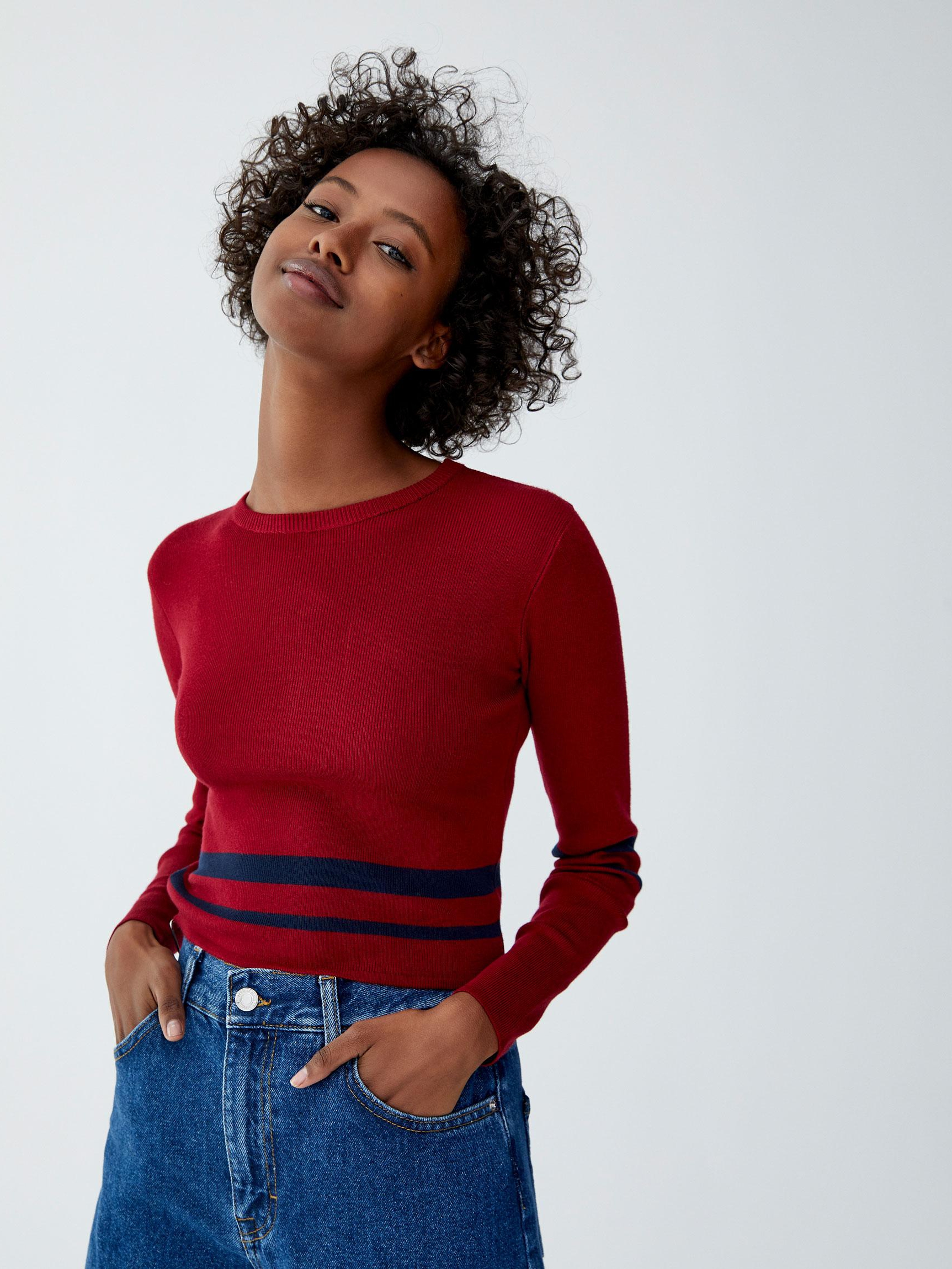 

Джемпер Pull & Bear 5559300605-AAAZ L Бордовый с черным