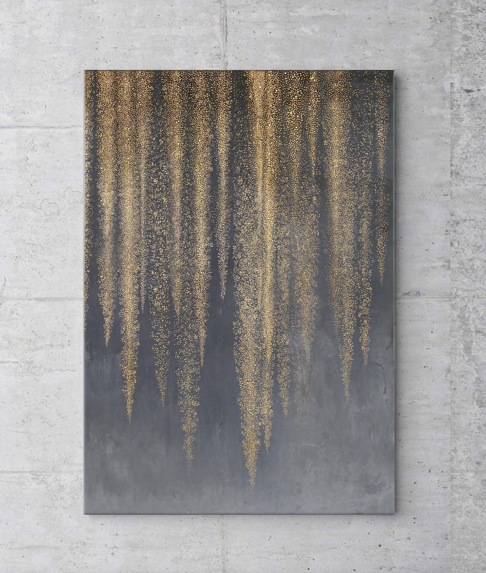 

Картина абстракция акриловыми красками на холсте Mati Golden Wisteria Ручной работы 70х100 см (АА-161-Р 70-100)