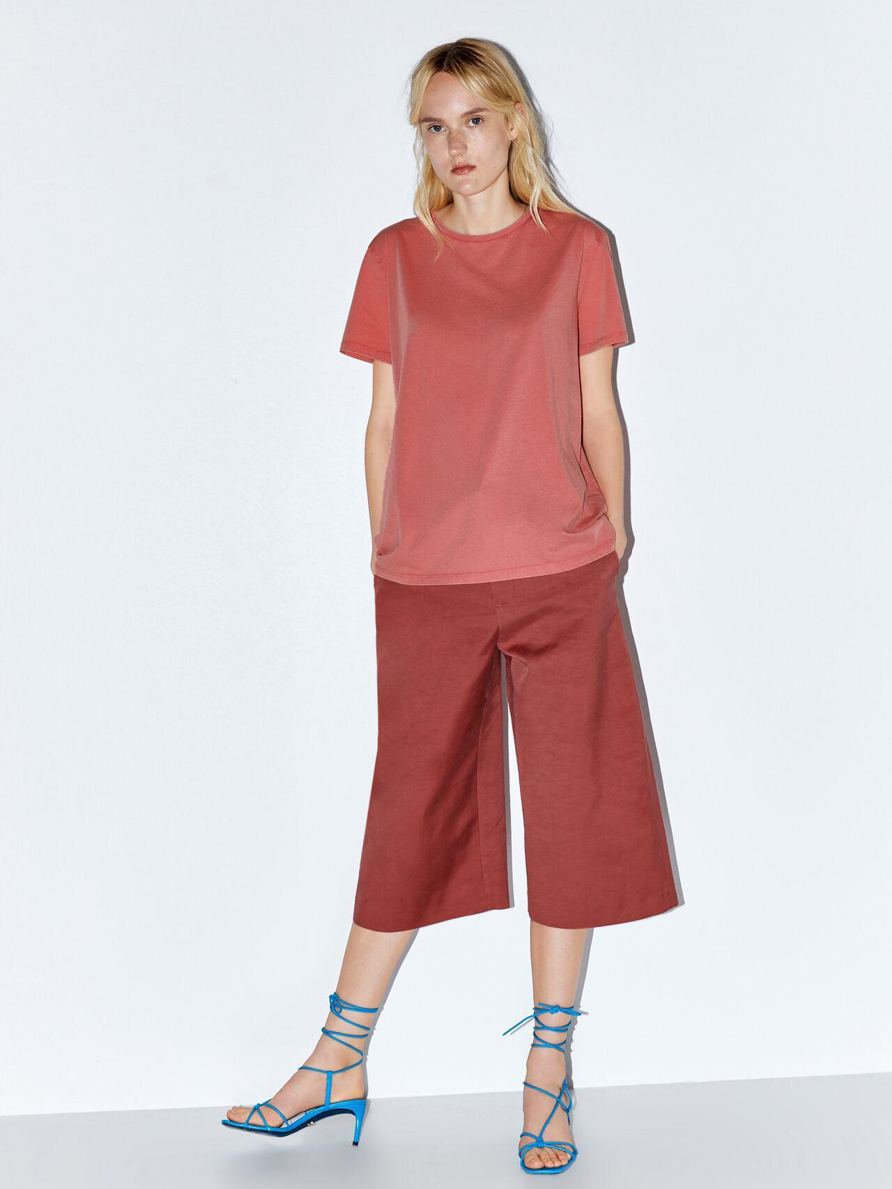 

Футболка Zara 4174154620-ACVD L Коралловая