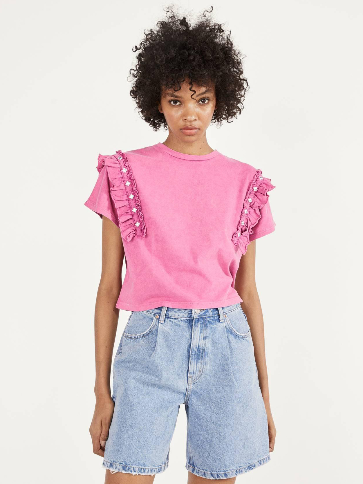 

Футболка Bershka 1995492630-ACWG S Розовая
