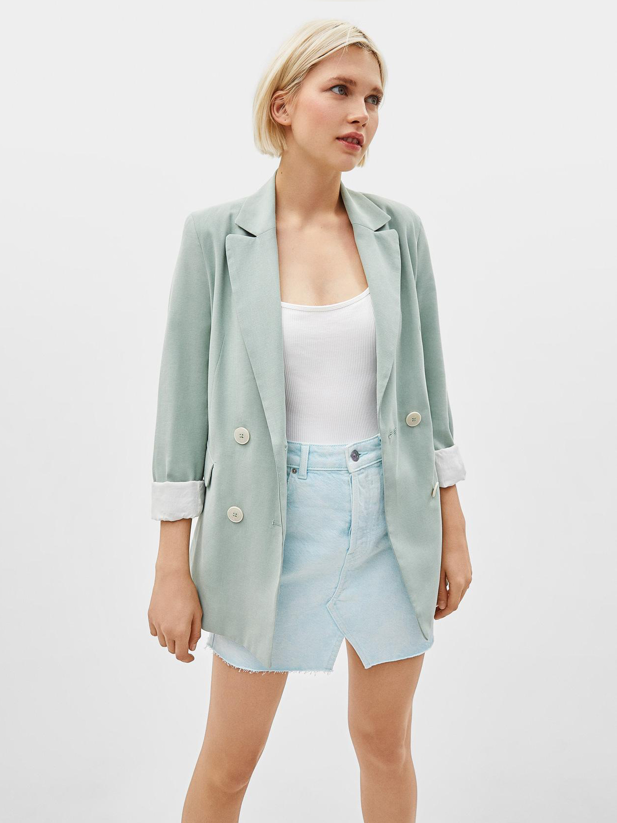 

Пиджак Bershka 1146200512-ADRU S Бледно-мятный