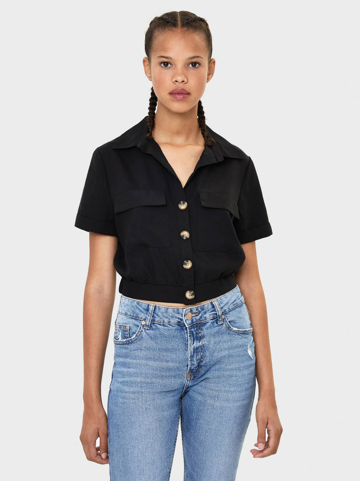 

Рубашка Bershka 0952354800-AAAD XS Черная