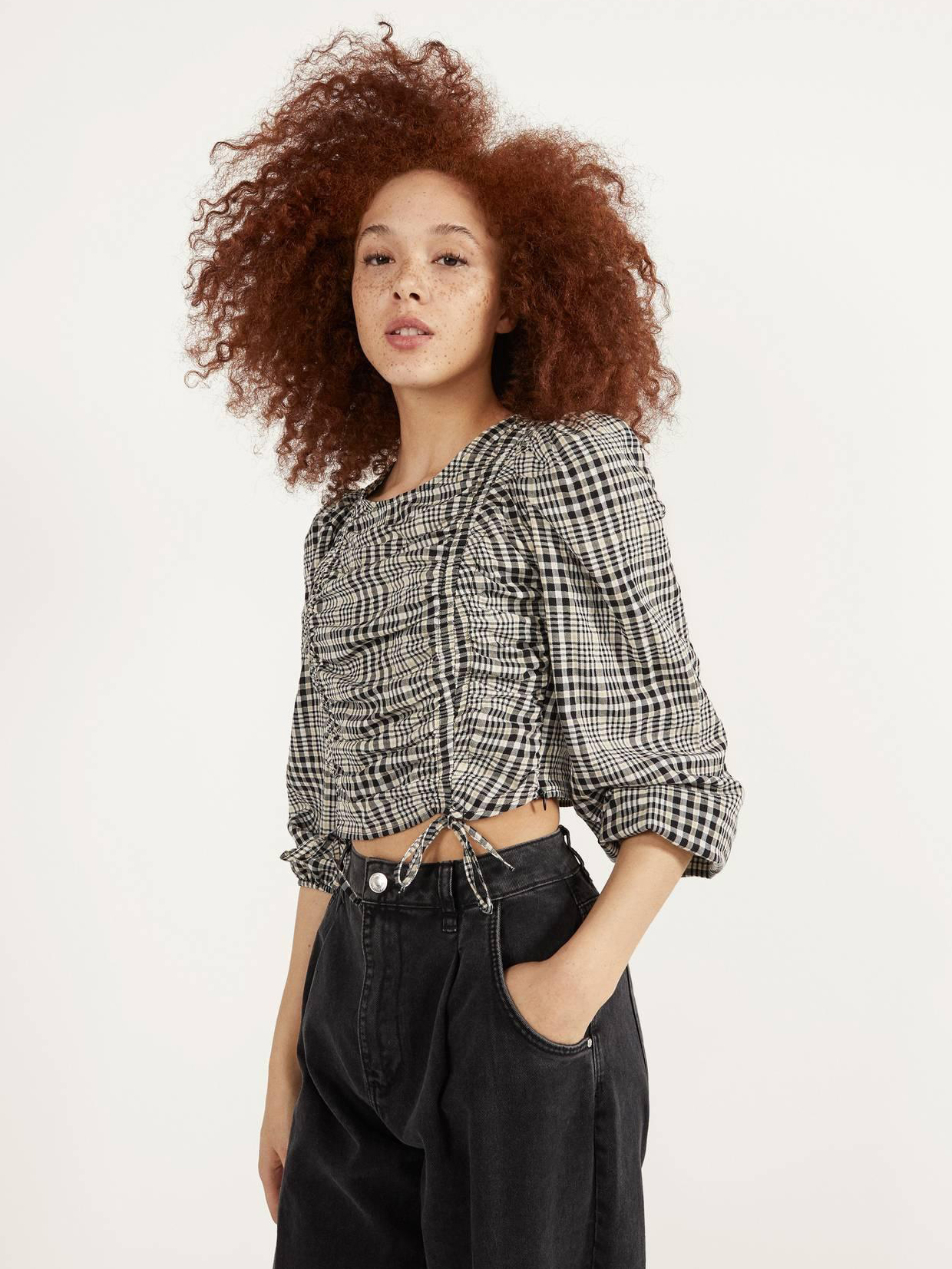 

Топ Bershka 0704354710-AELK XS Черный с белым и бежевым