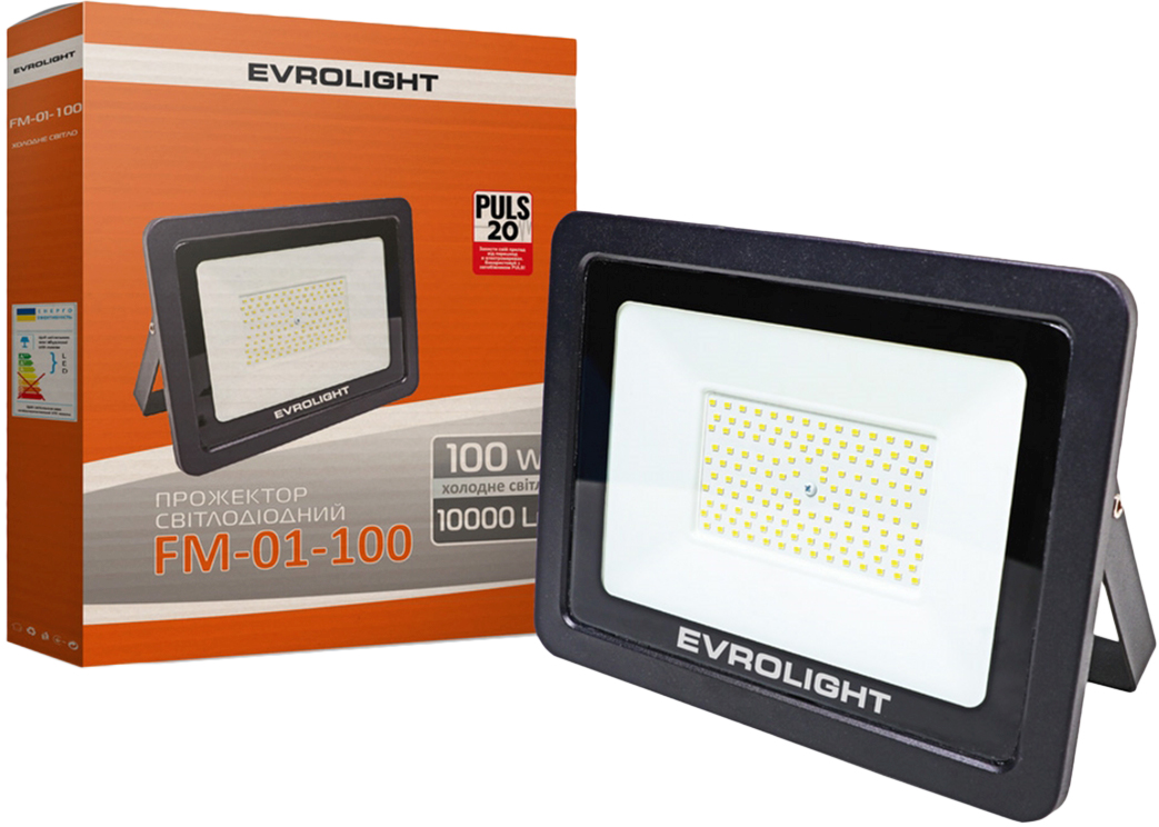 

Прожектор светодиодный EVROLIGHT 100W 6400K 10000 Lm FM-01-100 (57063)