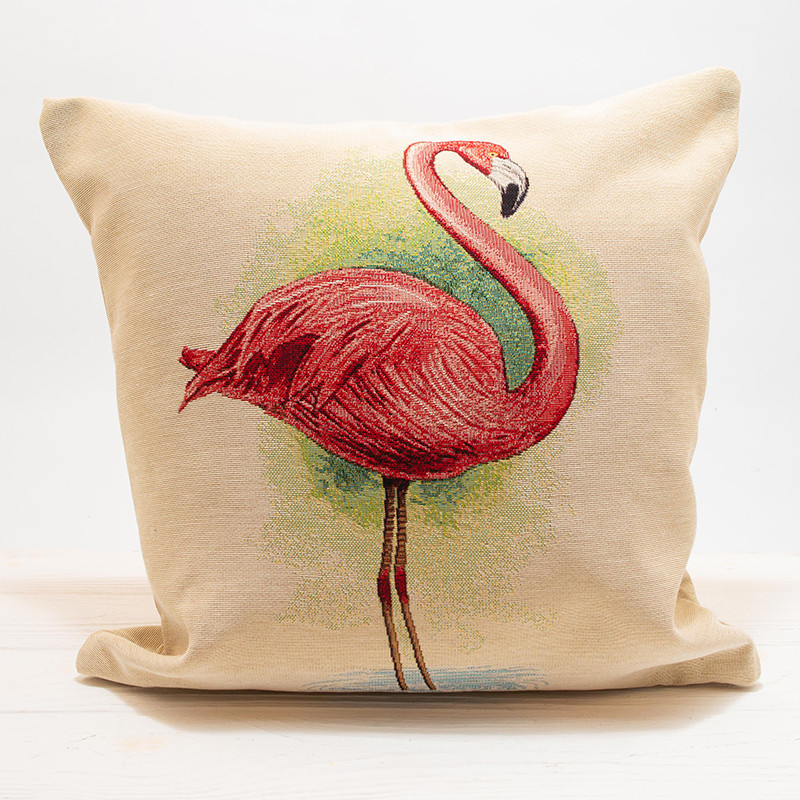

Наволочка декоративная гобеленовая Португалия Villa Grazia Premium Розовый фламинго 45x45 см