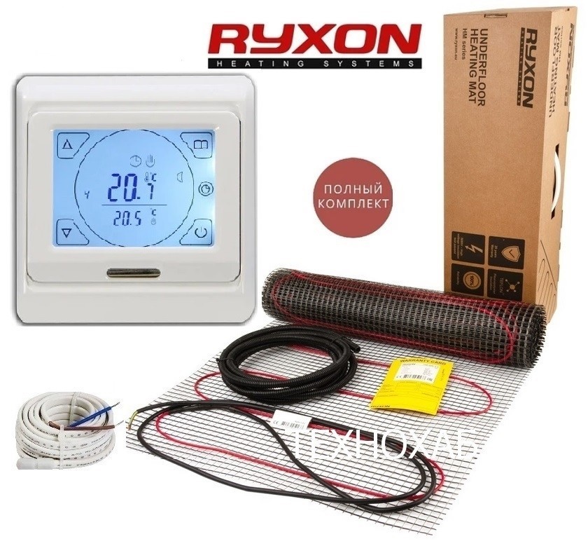 

Теплый пол RYXON HM/4м² /800Ват/ 200Вт/м² двухжильный нагревательный мат с сенсорным программируемым терморегулятором E 91
