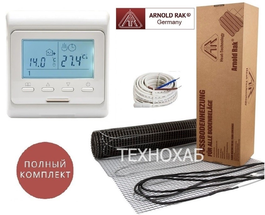 

Теплый пол Arnold Rak Standart FH/12м² /2160Ват/ 180Вт/м² двухжильный нагревательный мат с программируемым терморегулятором E 51