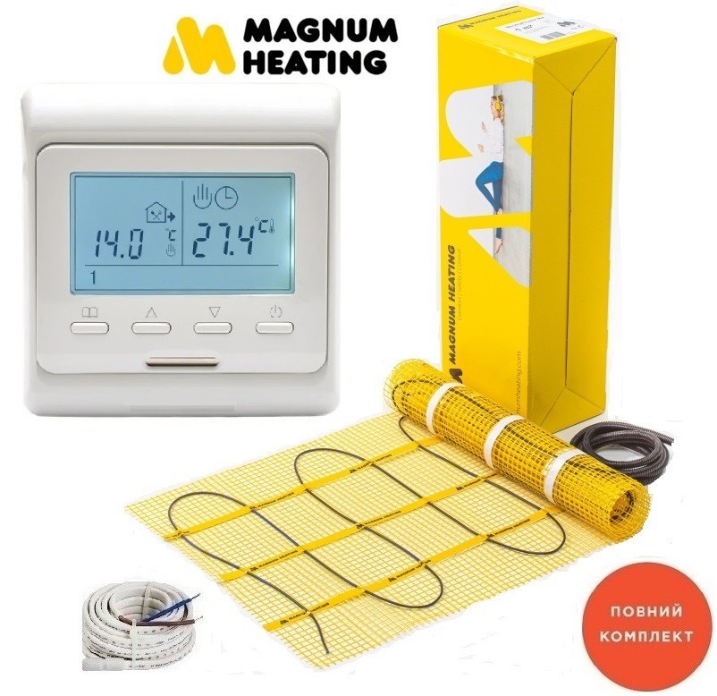 

Кабельный мат Magnum 6,0м²/ 900Ват/ 150Вт/м² теплый пол электрический под плитку с программируемым терморегулятором E 51