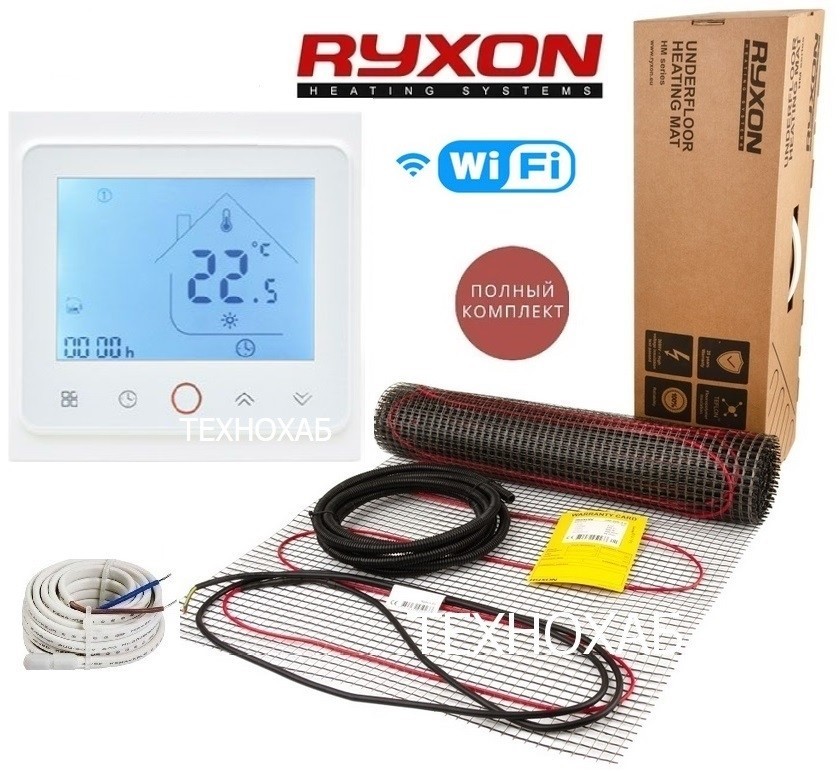 

Теплый пол RYXON HM/15м² /3000Ват/ 200Вт/м² двухжильный нагревательный мат с сенсорным программируемым терморегулятором TWE02 Wi-Fi