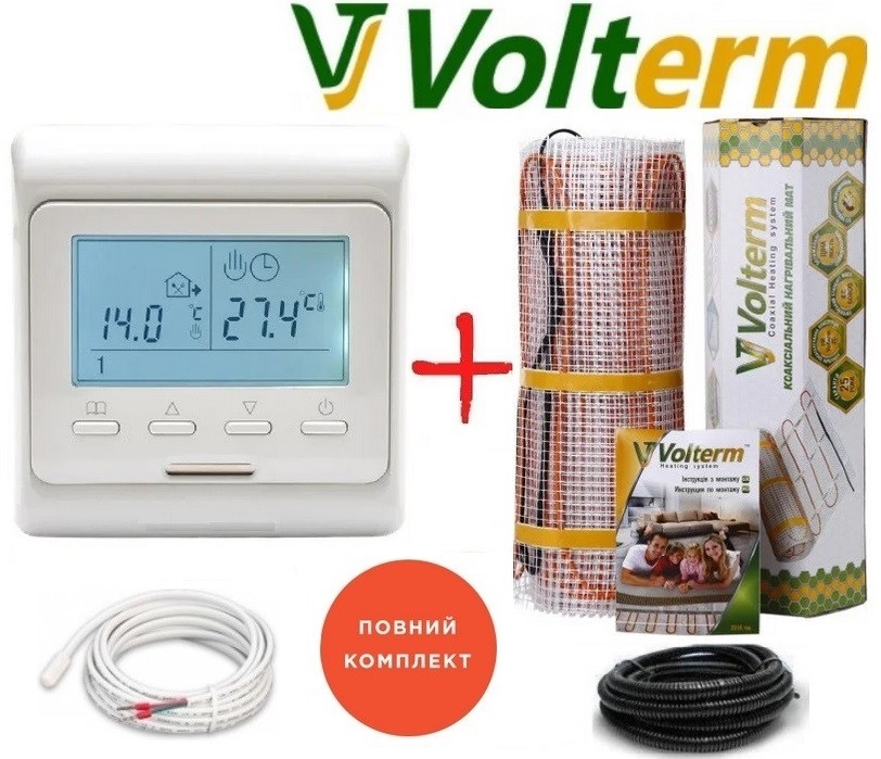 

Кабельный мат Volterm Hot Mat 1,7м²/280Вт/ 180Вт/м² теплый пол электрический под плитку с программируемым терморегулятором E51
