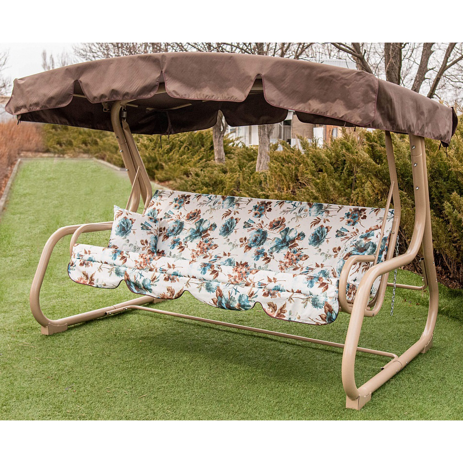 

Садовые качели раскладные трехместные Александрия 180 см без мягкого подголовника Украинские конструкции