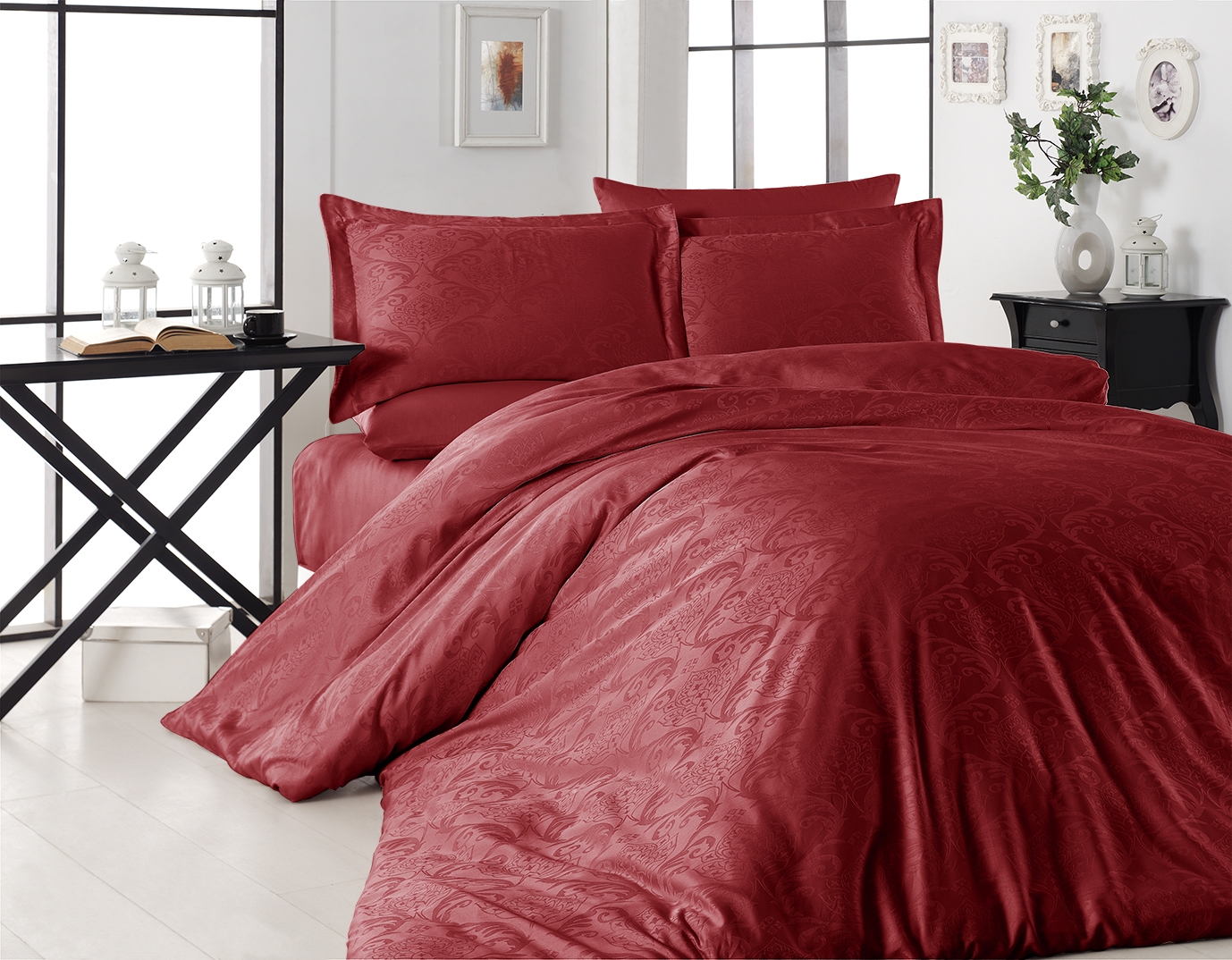 

Постельное белье Jacquard Satin 200 х 220 см Trudy Kirmizi First Choice k-1939-11
