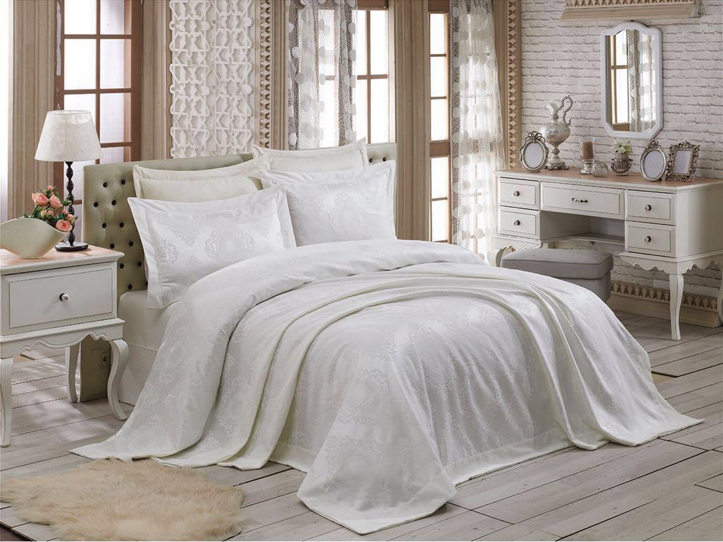 

Покрывало 240 x 260 см Gardines – Miray кремовое Gardine’s k-m2g