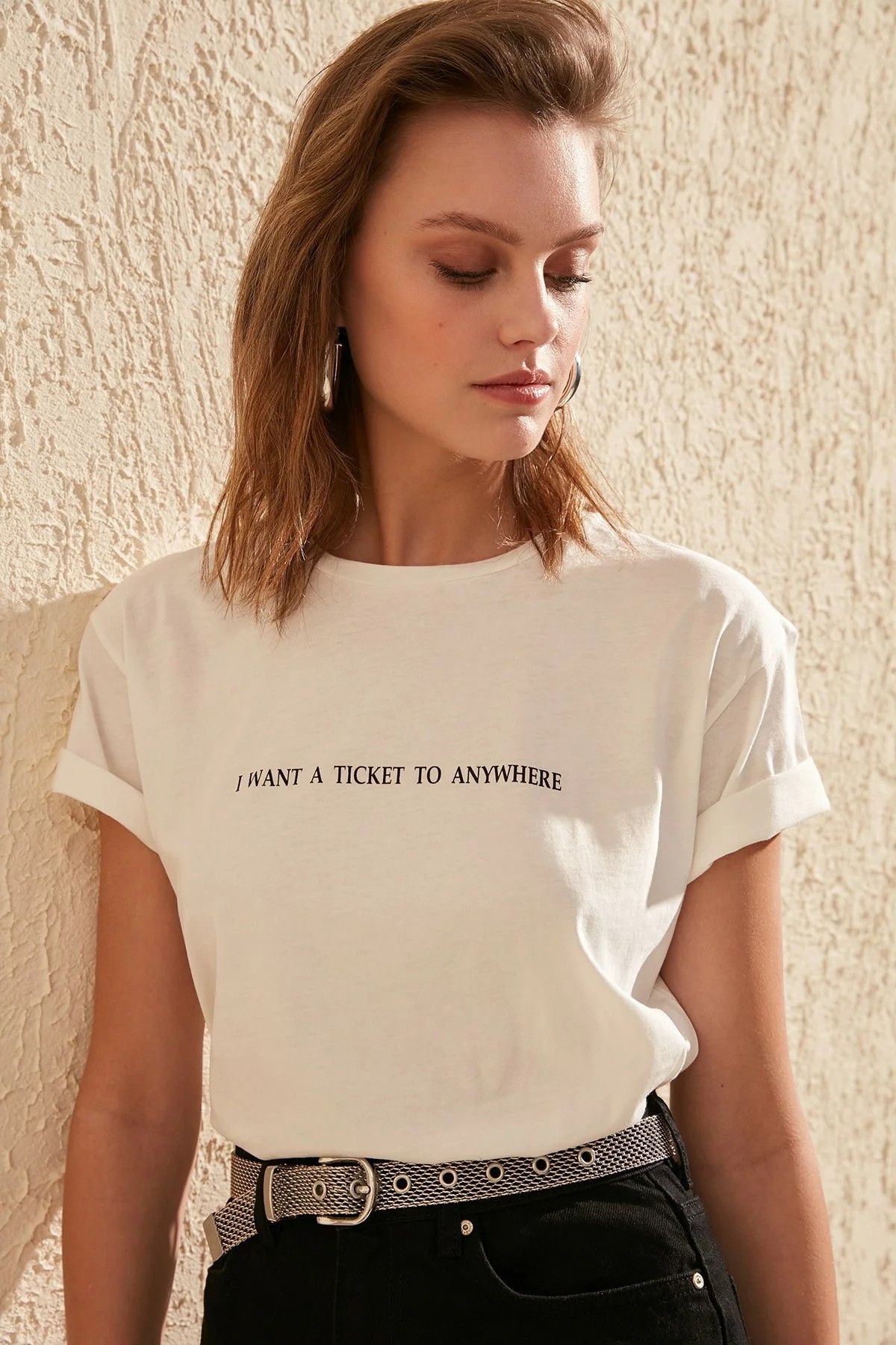 

Футболка базовая Trendyolmilla Print S белый