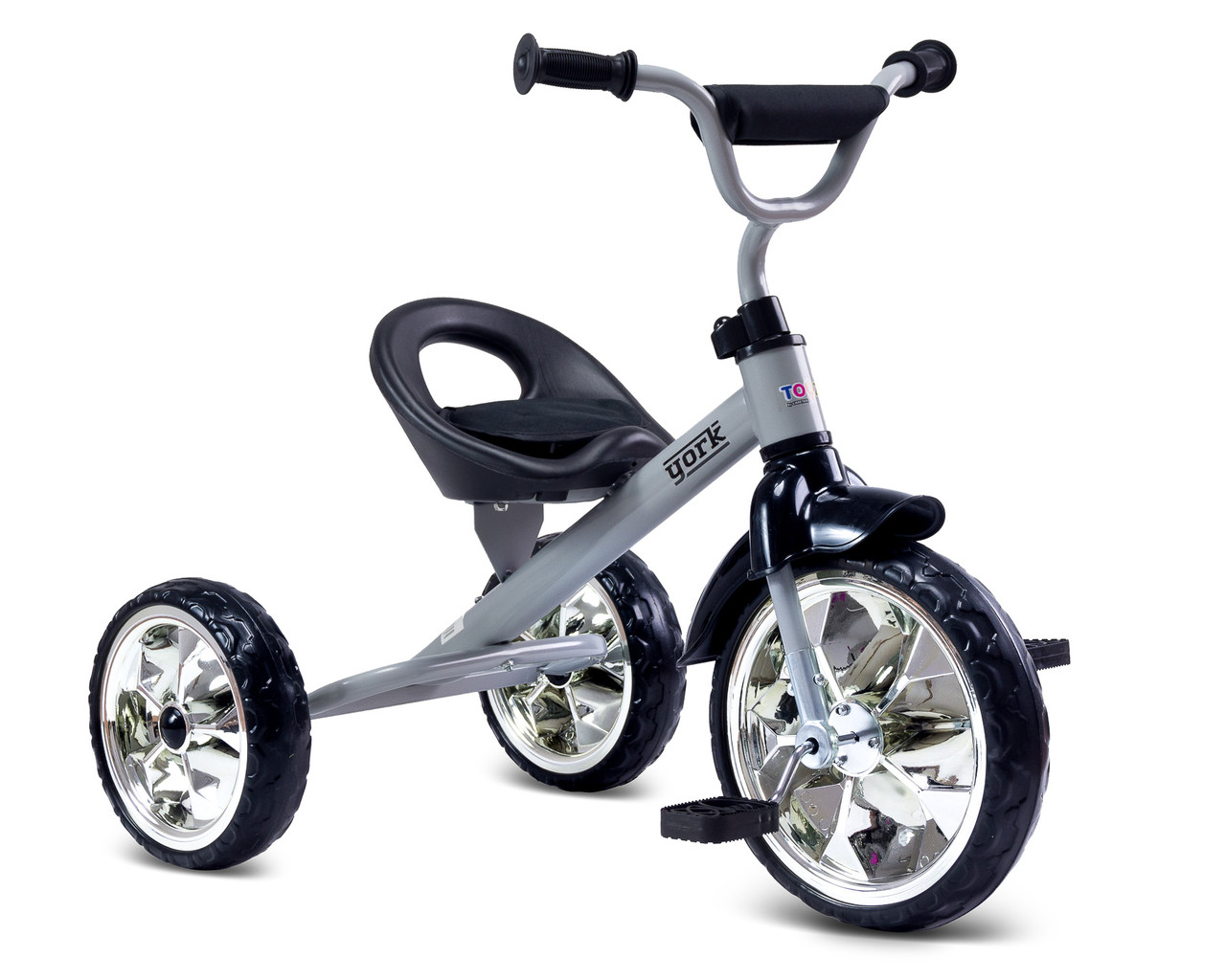 

Велосипед трехколесный Caretero York Grey с резиновыми колесами + 2 положения установки сиденья