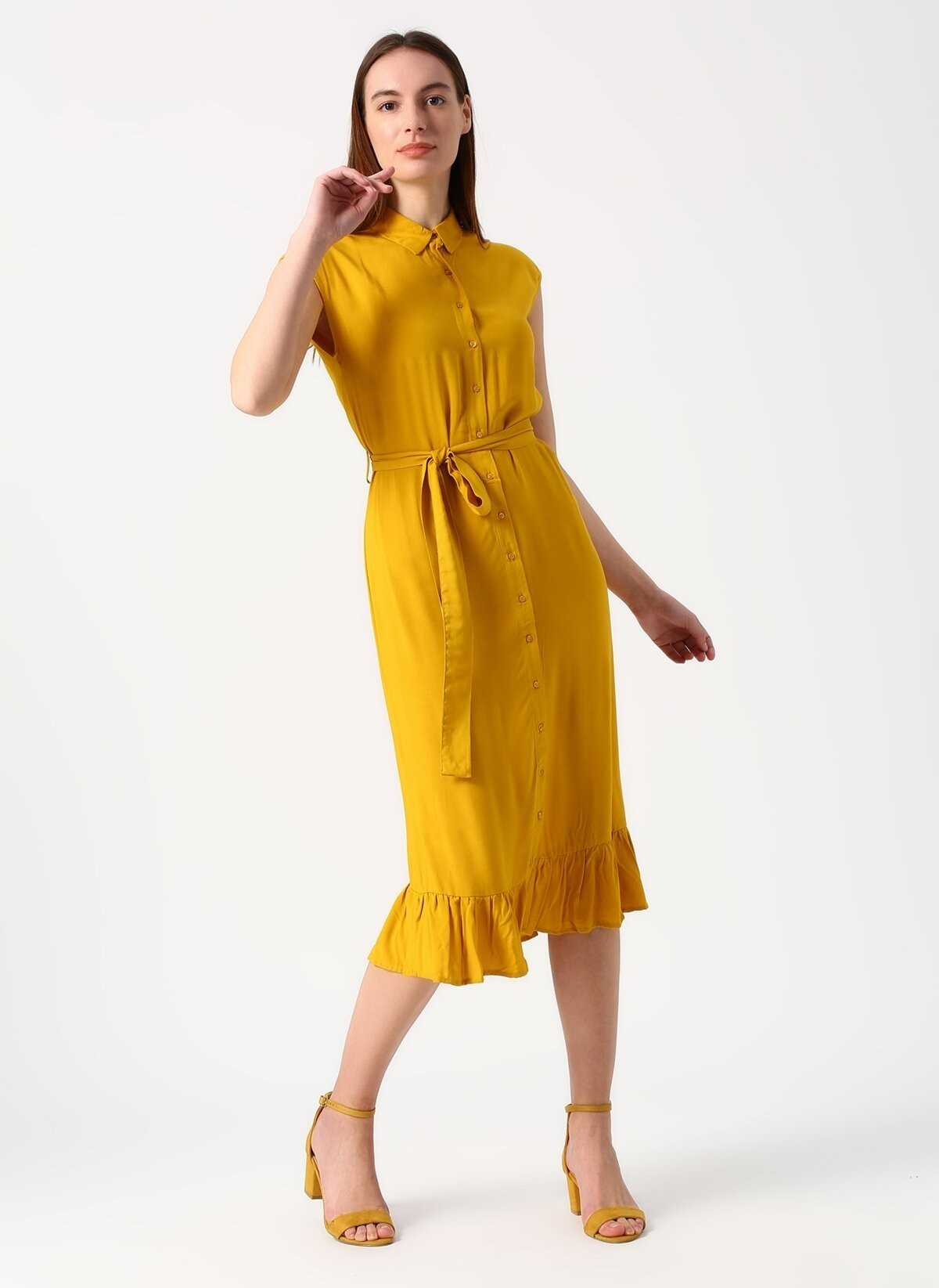 

Платье-рубашка Koton Jetta  жёлтое, Платье-рубашка Koton Jetta L жёлтое