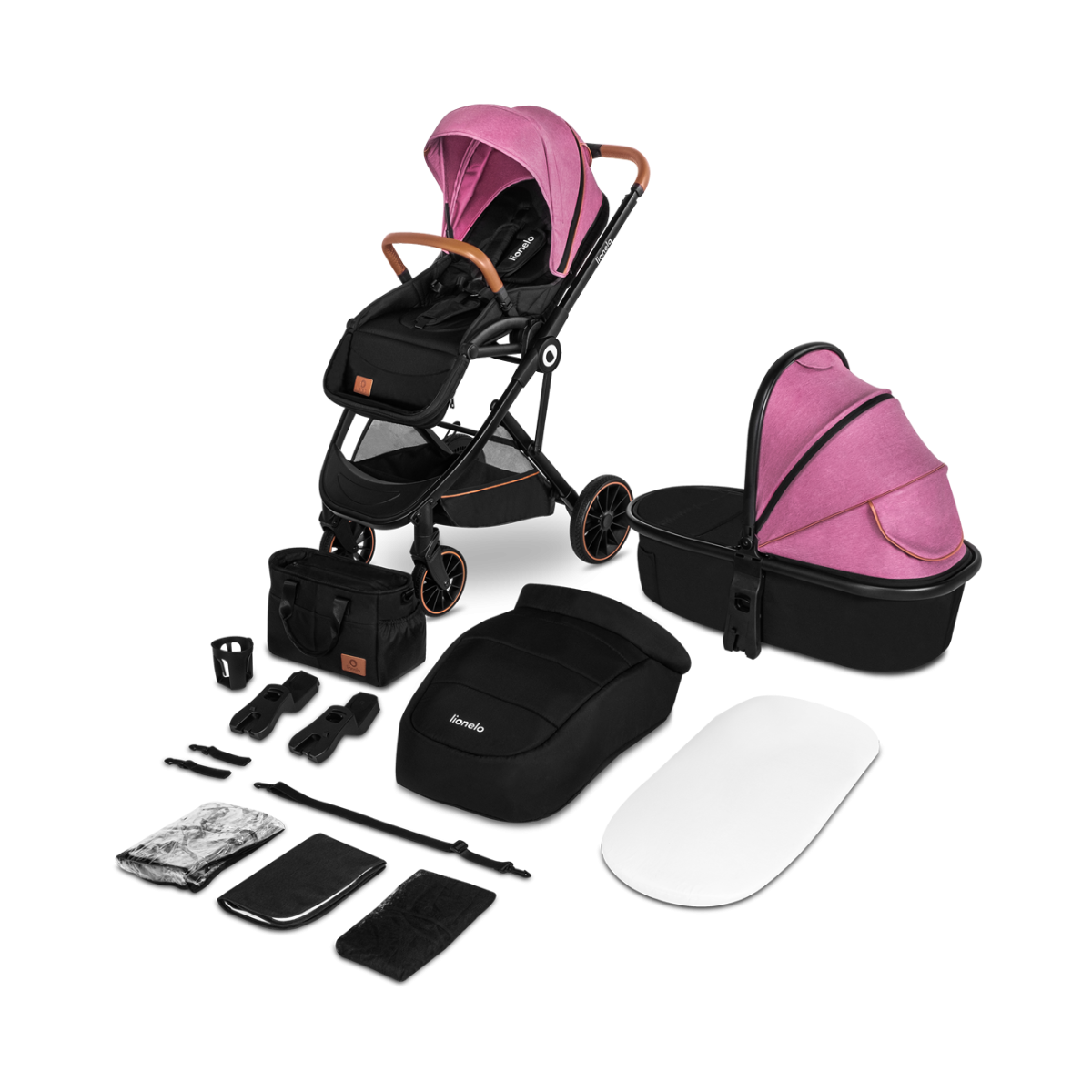 

Универсальная коляска 2 в 1 Lionelo RIYA PINK VIOLET