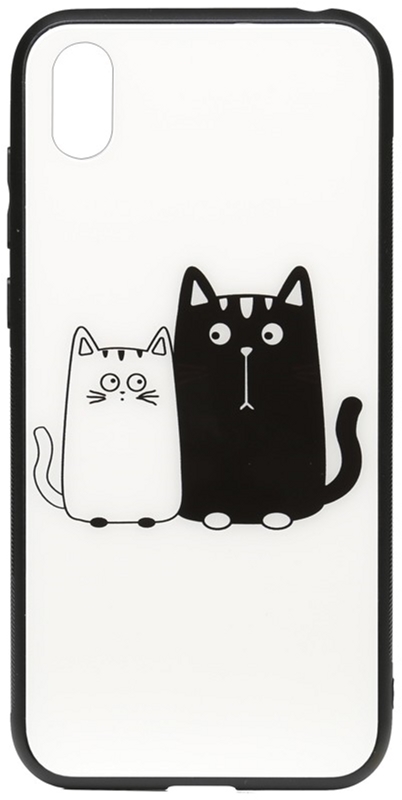 

Панель TOTO Cartoon Print Glass Case для Huawei Y5 2019 Cats White/Black