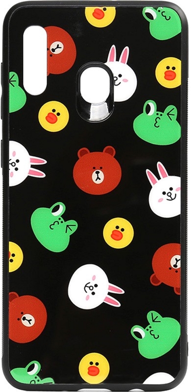 

Панель TOTO Cartoon Print Glass Case для Samsung Galaxy A20/A30 Line friends Black