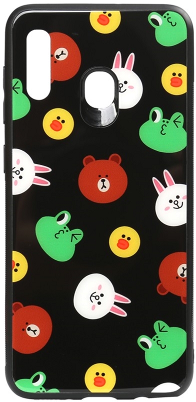 

Панель TOTO Cartoon Print Glass Case для Huawei Y7 2019 Line friends Black