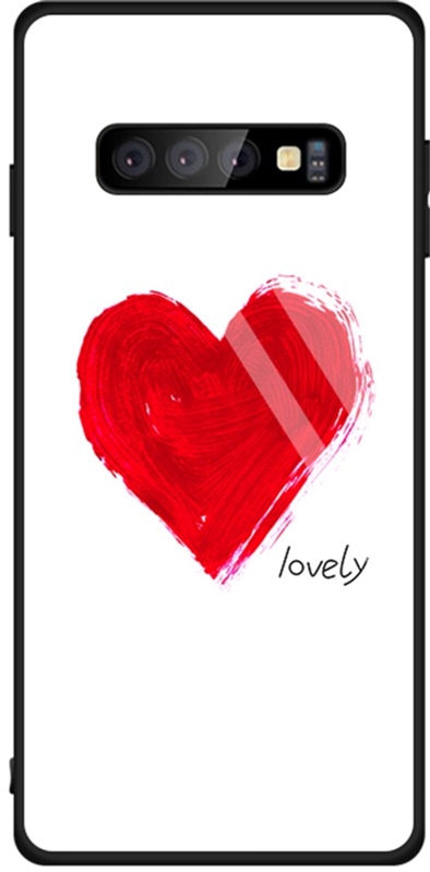 

Панель TOTO Glass Fashionable Case для Samsung Galaxy S10 Red Heart on White