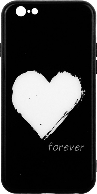 

Панель TOTO Glass Fashionable Case для Apple iPhone 6/6s White Heart on Black