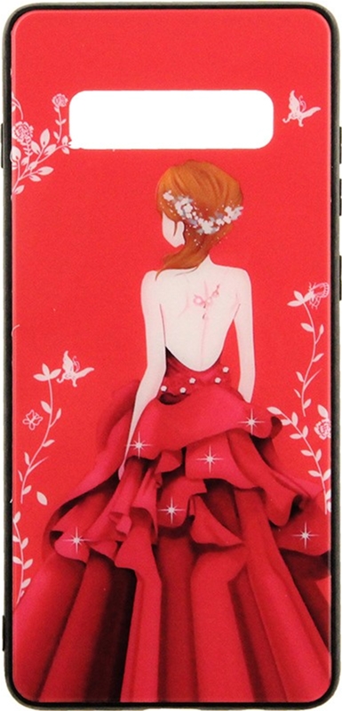 

Панель TOTO Glass Fashionable Case для Samsung Galaxy S10+ Red Dress Girl