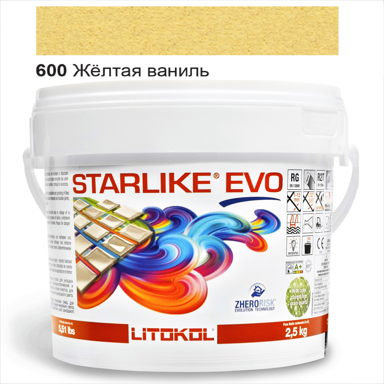 

Эпоксидная затирка Litokol Starlike EVO 600 Жёлтая ваниль 2,5кг