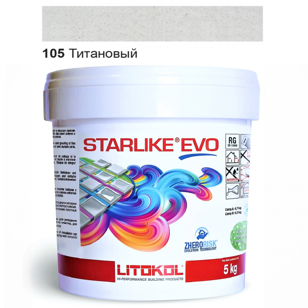 

Эпоксидная затирка Litokol Starlike EVO 105 титановый 5кг