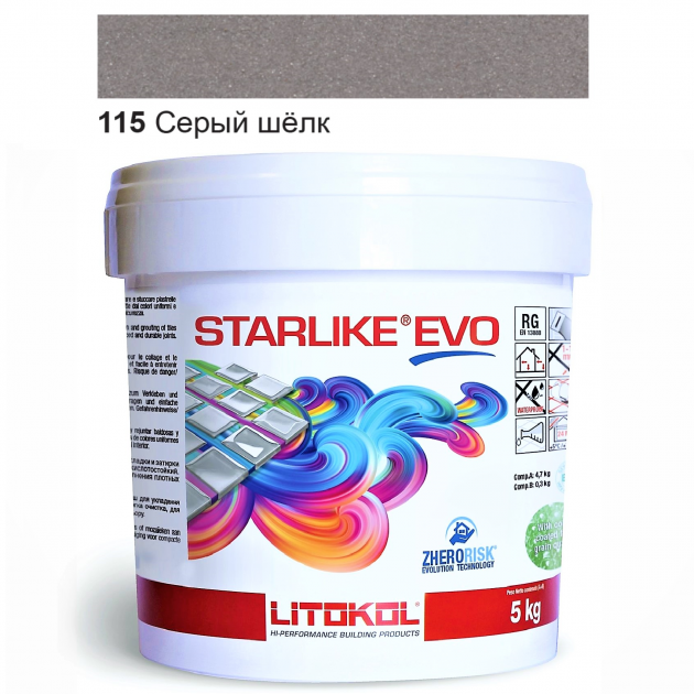 

Эпоксидная затирка Litokol Starlike EVO 115 Серый шёлк (серая) 5кг