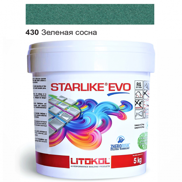 

Эпоксидная затирка Litokol Starlike EVO 430 Зелёная сосна 5кг