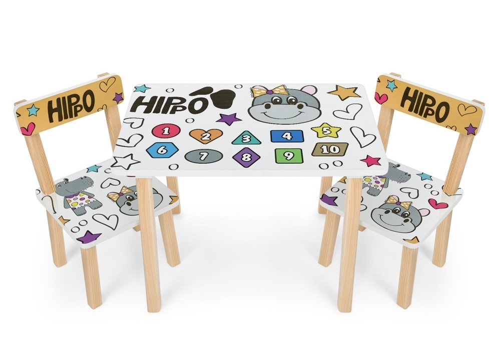 

Столик с 2-мя стульчиками Bambi Hippo 501-125 White / Brown (501-125)
