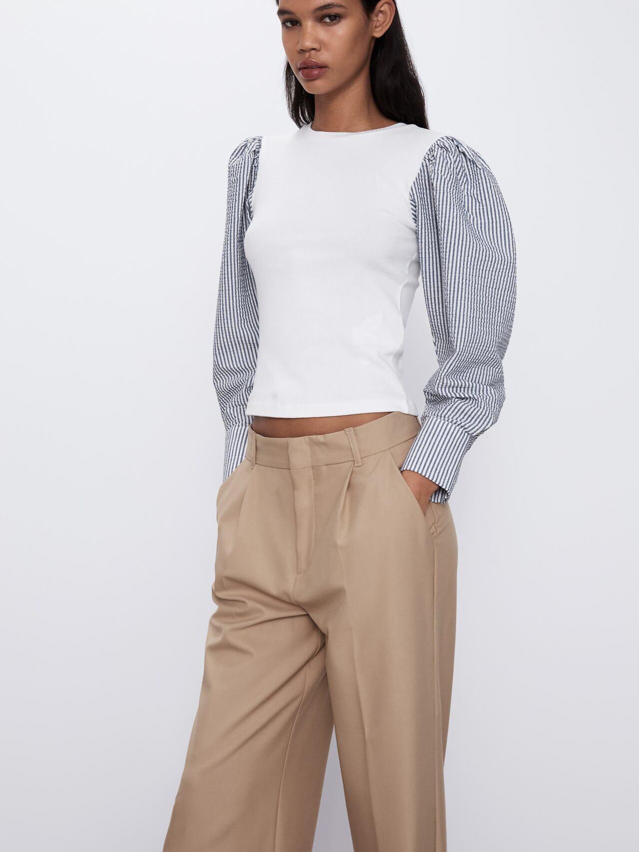 

Блузка Zara 5039/403/250-AAPC S Белая с серым