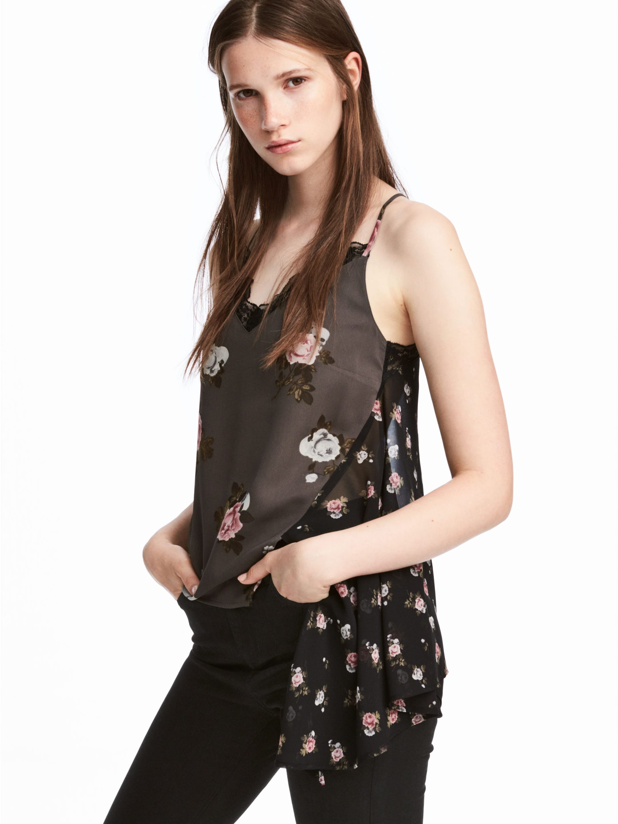 

Топ H&M 5178936-ACGY 46 Серый с черным