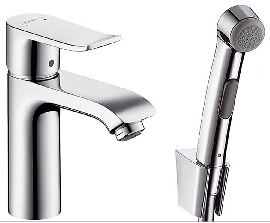 

Змішувач Hansgrohe Metris 100 для умивальника з гігієнічною лійкою (31285000)