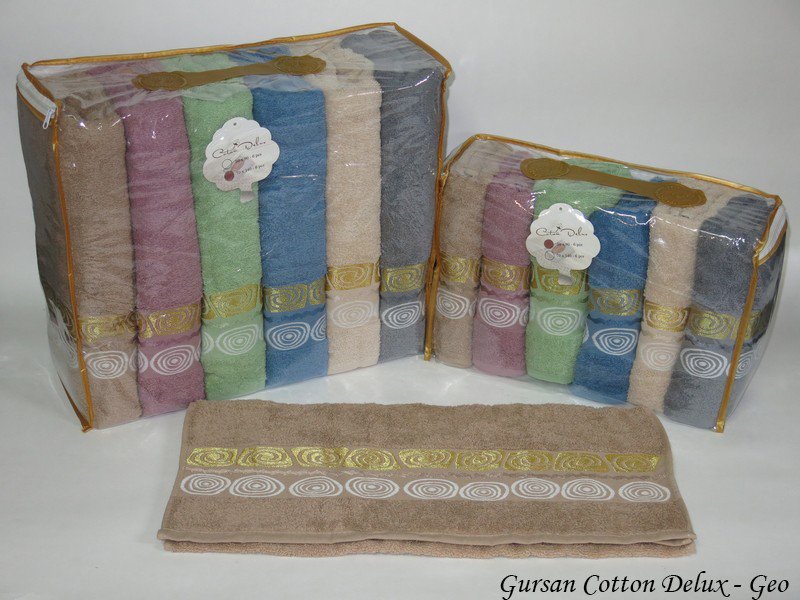 

Набор полотенец для лица Gursan Cotton 50*90 см махровые банные Geo 6шт