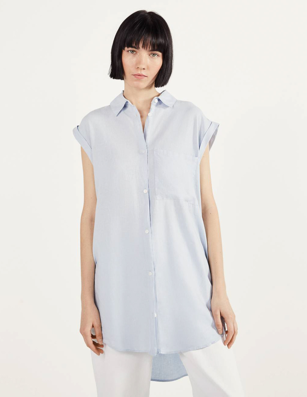 

Блуза Bershka Ж1064466 (0719/019/403) цвет голубой S
