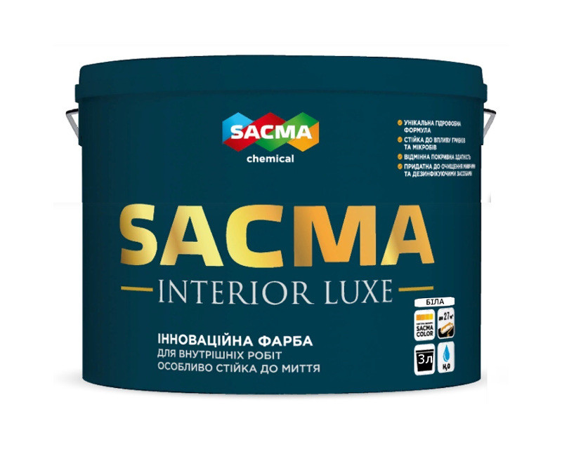 

Краска латексная SACMA INTERIOR LUXE интерьерная белая 3л