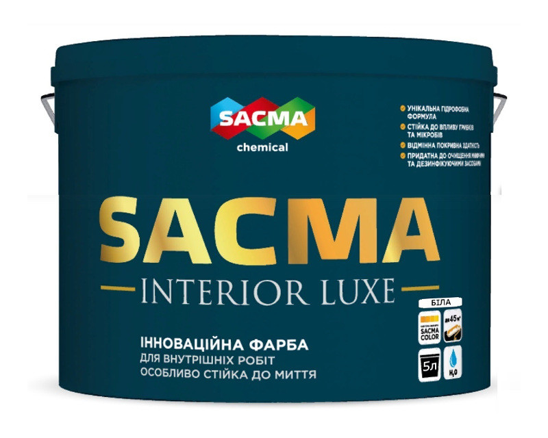 

Краска латексная SACMA INTERIOR LUXE интерьерная белая 5л
