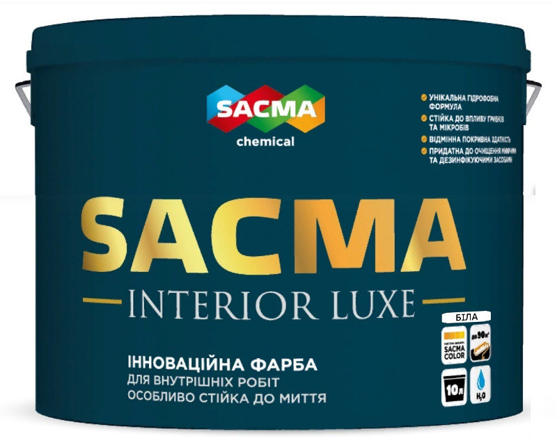 

Краска латексная SACMA INTERIOR LUXE интерьерная белая 10л