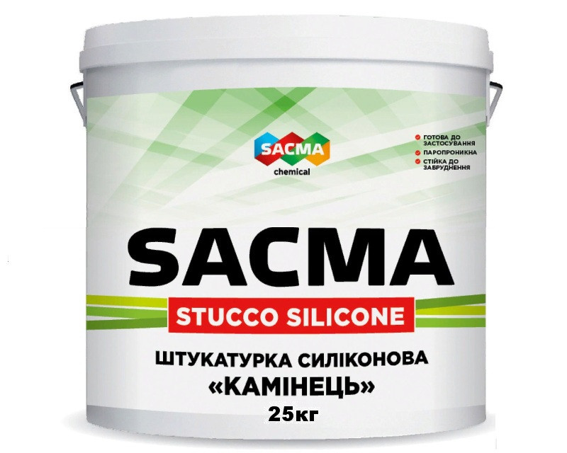

Штукатурка силиконовая SACMA SILICONE STUCCO STONE К15 "барашек" белая 25кг