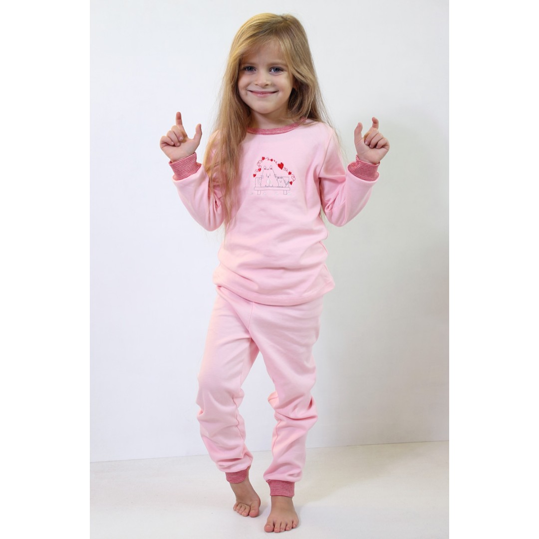 

Піжама для дівчинки 140 см. рожевий PD1-2-Beyka-poloska-pink-36 Ladan