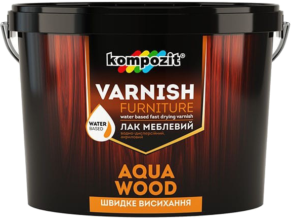 

Лак мебельный Kompozit AQUA WOOD Глянцевый 2.5 л (4820085745414)