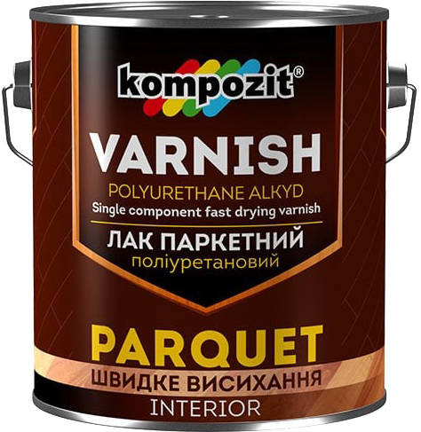 

Лак паркетный полиуретановый Kompozit Глянцевый 2.5 л (4823044500581)