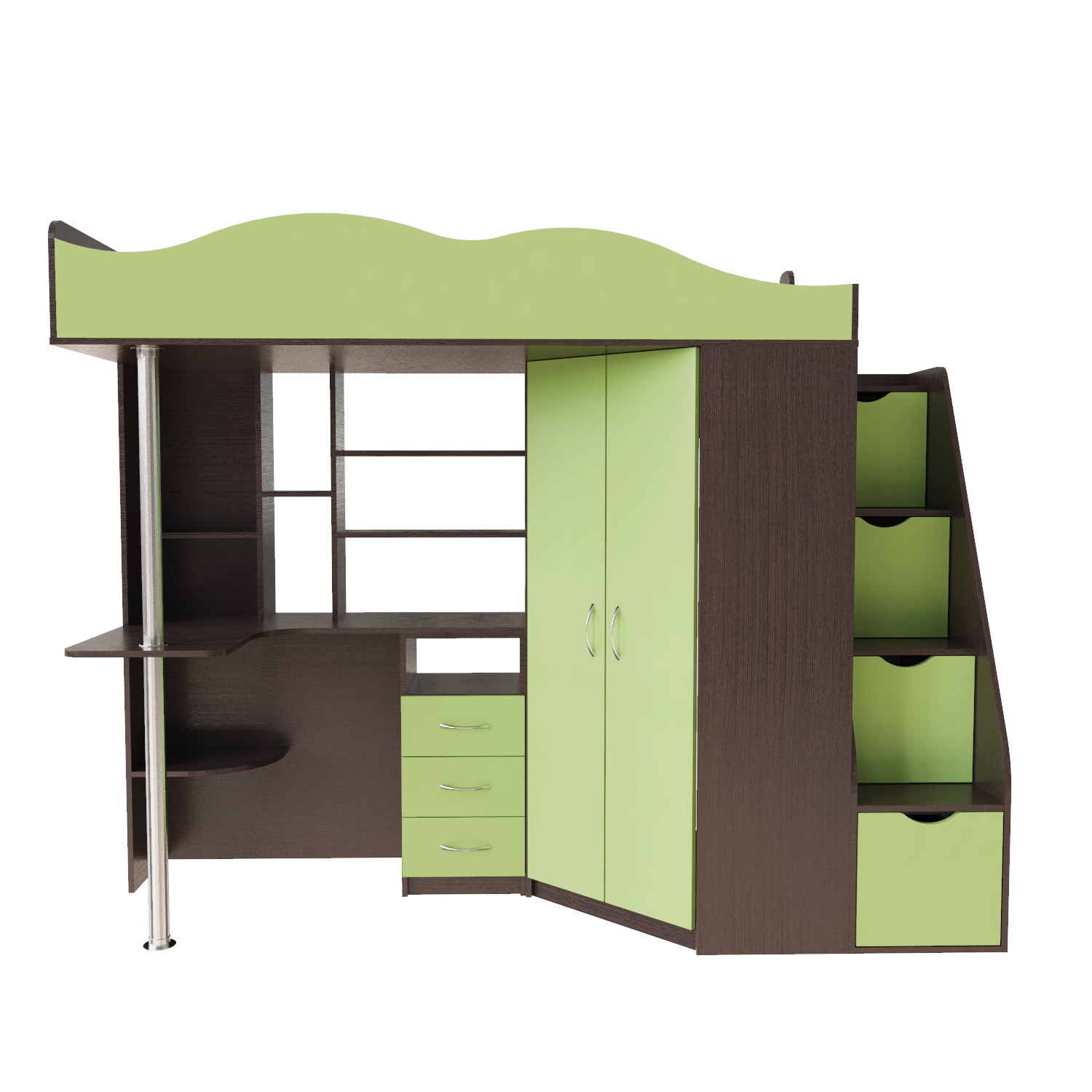 

Кровать-чердак детское Binky ДС37А ЛП Art In Head 2332x1800x832 венге и лайм (ДСП) (110213520)