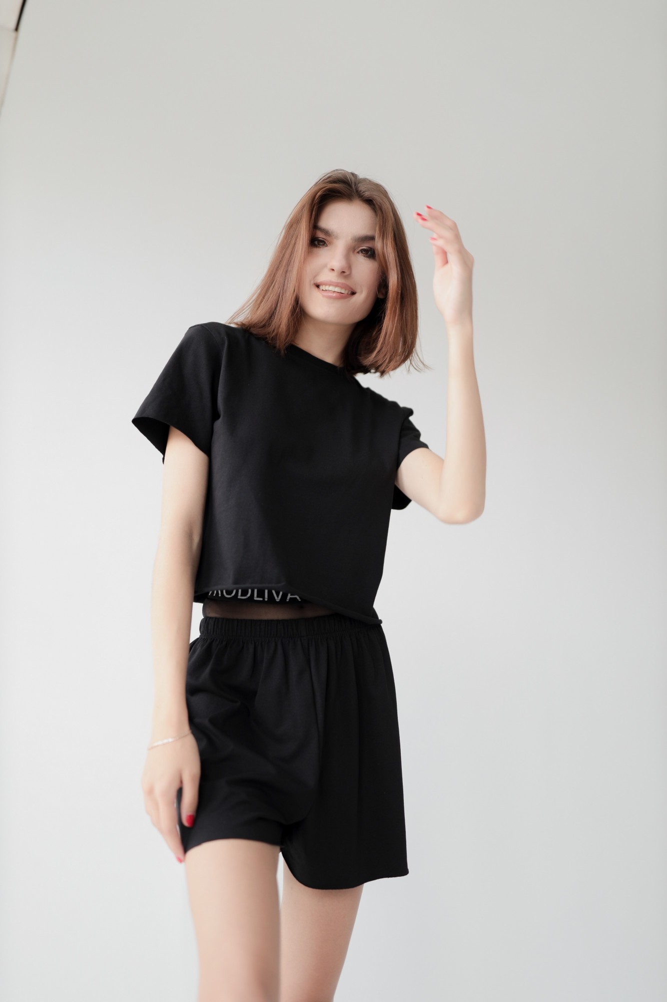 

Хлопковый костюм с шортами VRODLIVA costume cotton M-L черный