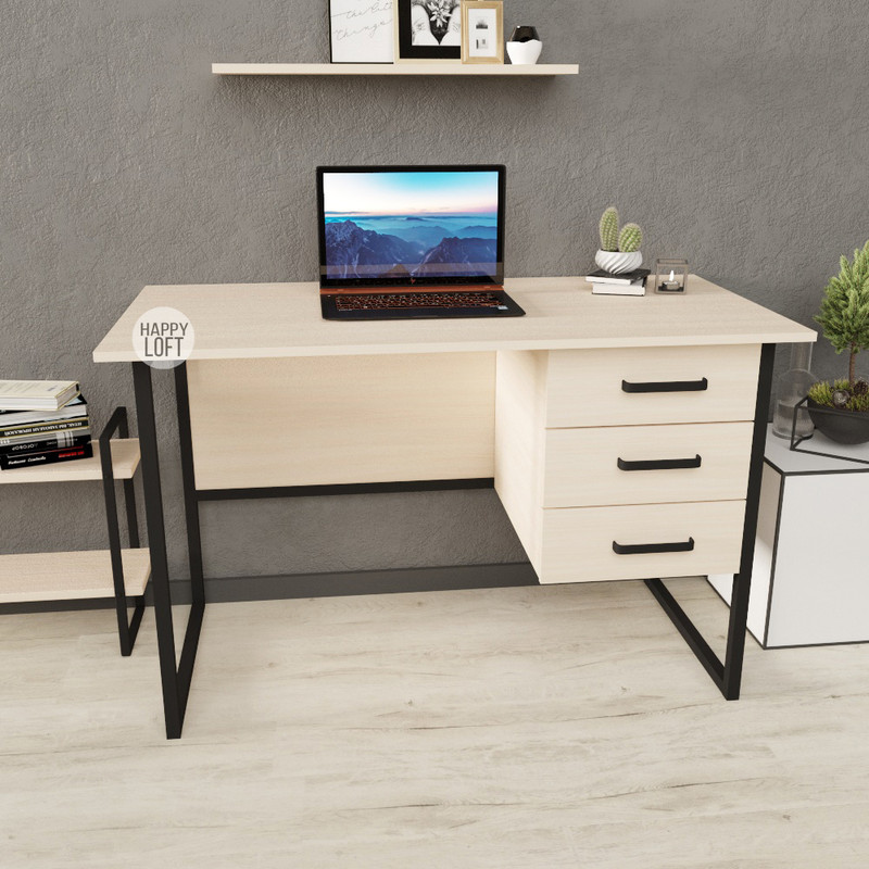 

Компьютерный стол LoftMLT S104 75x120x60 ЛДСП Дуб Молочный 16мм